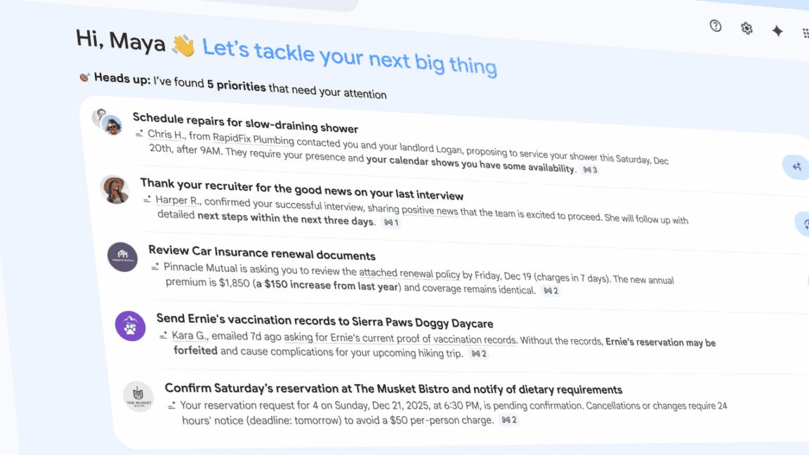 Google unveils AI Inbox for Gmail with smart summaries and natural language search capabilities