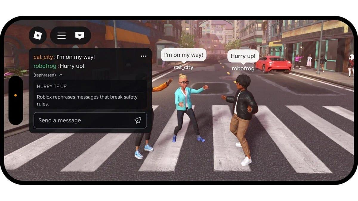 Roblox AI rewrites player chats in real time to replace swear words and improve civility