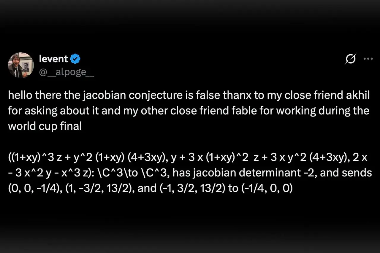 AI disproves the 87-year-old Jacobian conjecture, leaving