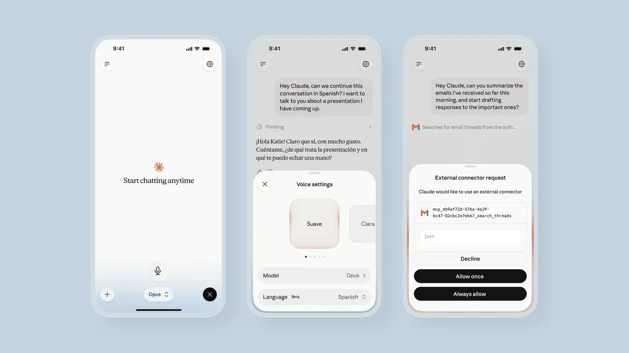 Claude voice mode gets major upgrade with new models and third-party tool integration